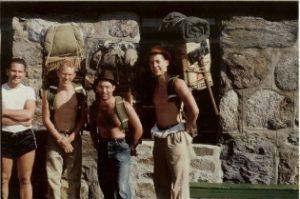 Appalachian Mountain Club trail crew members are at Lakes of the Clouds Hut