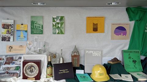 Plymouth State in 150 Objects exhibition display case close-ups