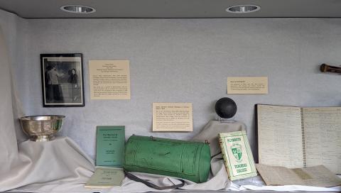 Plymouth State in 150 Objects exhibition display case close-ups