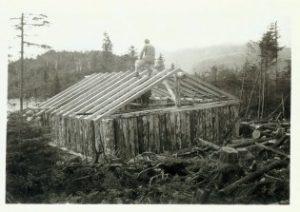 A replacement shelter under construction at Garfield Pond in 1940