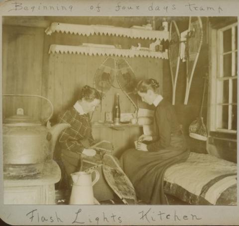 two women in a cabin
