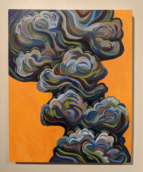 California Wildfire Smoke III, acrylic on wood panel, 2021