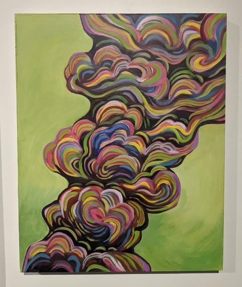 California Wildfire Smoke V, acrylic on wood panel, 2021