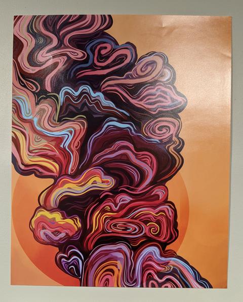 California Wildfire Smoke VII, acrylic on wood panel, 2021