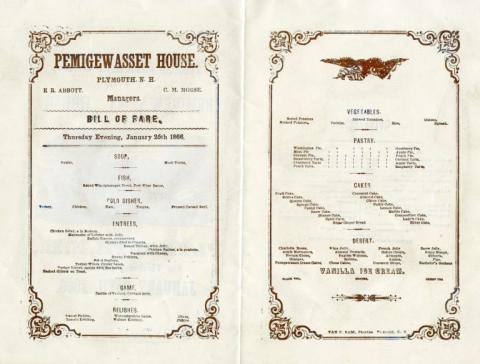 Pemigewasset House menu