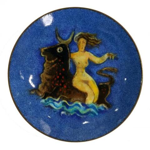 Karl Drerup. “Europa and Bull.” Enamel on Copper. Undated