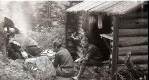 Hikers Dick Waldron and Dick Slauer prepare a meal at Resolution Shelter on the Davis Path in July 1938.