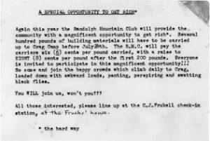 Randolph Mountain Club notice