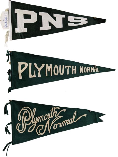 Plymouth State in 150 Objects exhibition 1900s pennants