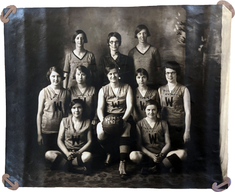 Plymouth State in 150 1920s scrapbook basketball team photo