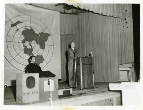 Plymouth State in 150 Objects 1950s model UN podium