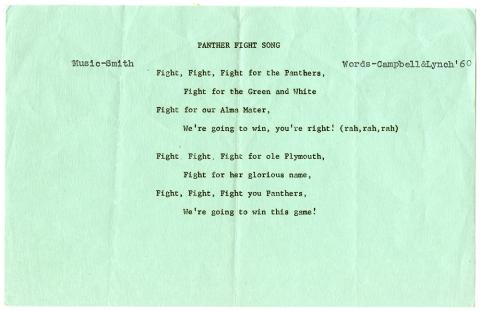 Plymouth State in 150 Objects 1950s Panther Fight Song