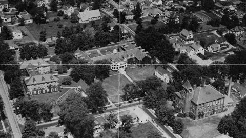 Plymouth State in 150 Objects 1950s campus aerial view