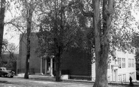 Plymouth State in 150 exhibition 1960s Speare building