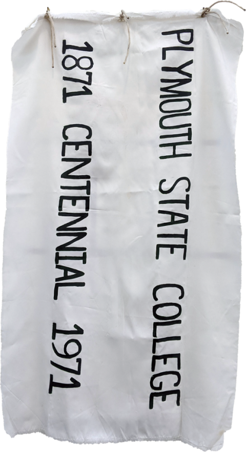 Plymouth State in 150 exhibition 1970s centennial flag