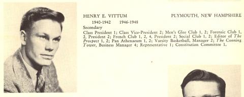 Plymouth State in 150 exhibition 1970s Henry Vittum yearbook