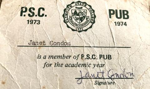 Plymouth State in 150 exhibition 1970s PSC member card
