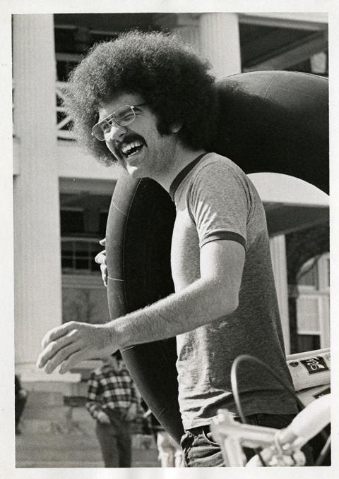 Plymouth State in 150 exhibition 1970s student with tubing tube