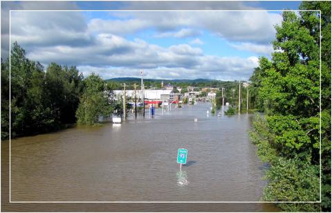 Plymouth State in 150 Objects exhibition 1980s Pemigewasset flood
