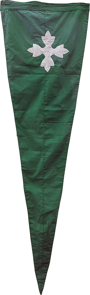 Plymouth State in 150 Objects exhibition 1980s medieval flag