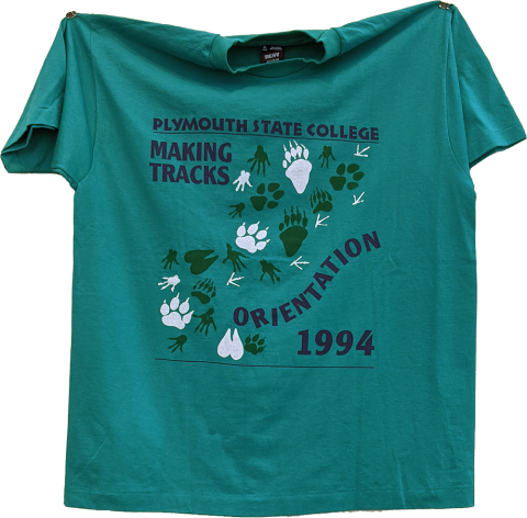 Plymouth State in 150 Objects exhibition 1994 orientation tshirt