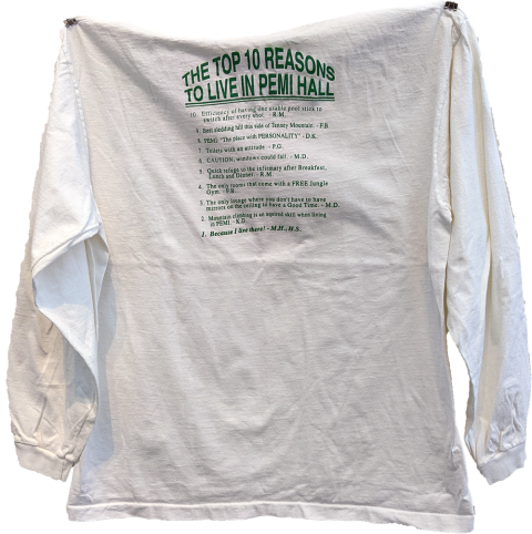 Plymouth State in 150 Objects exhibition Pemi Hall tshirt