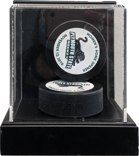 Plymouth State in 150 Objects exhibition 2010s hockey pucks