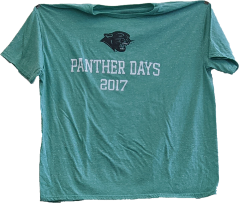 Plymouth State in 150 Objects exhibition 2010s Panther Days shirt
