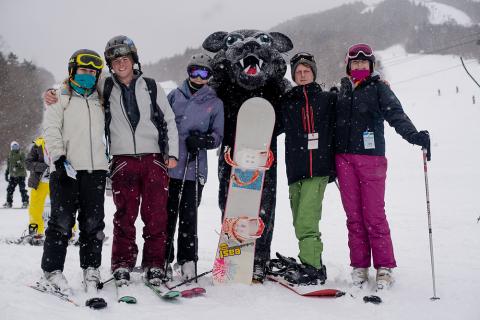 Plymouth State in 150 Objects exhibition 2010s students at Waterville ski day