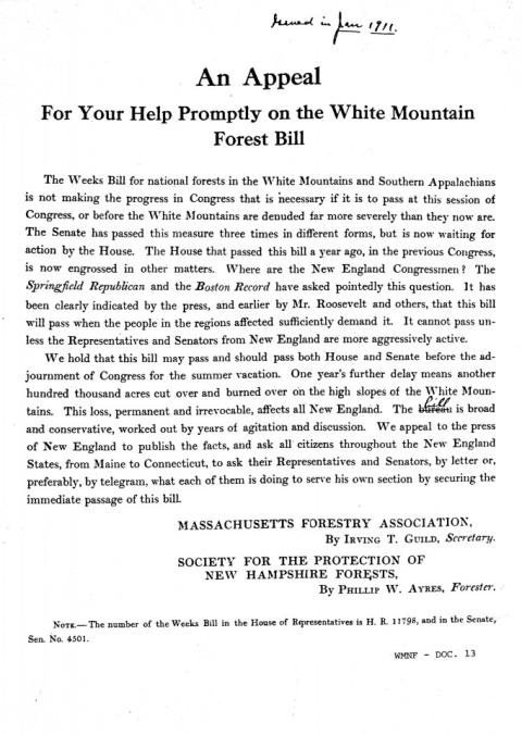 An Appeal letter dated 1911