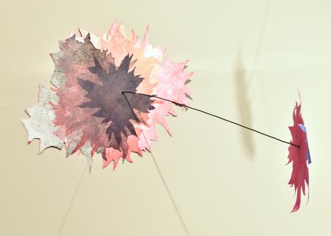 Kimberly Ritchie, Undiscovered Species: Extrude (Detail). Cut relief rolled collagraphs, wire. 2020.