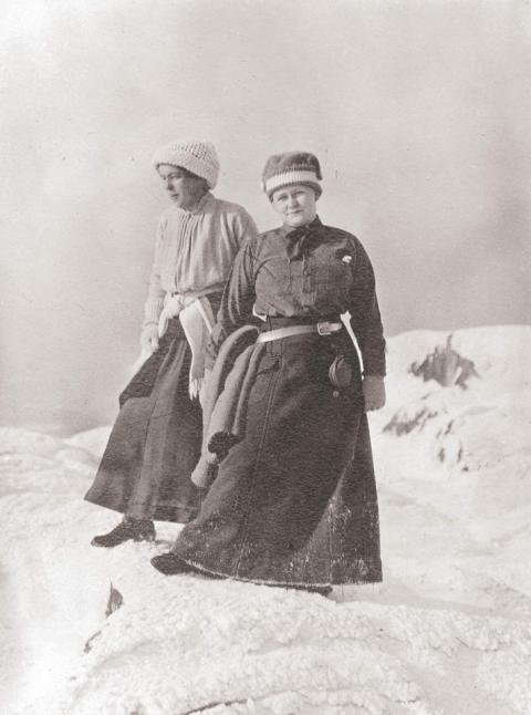 Two Women Hiking in Winter