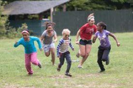 Children playing at a camp