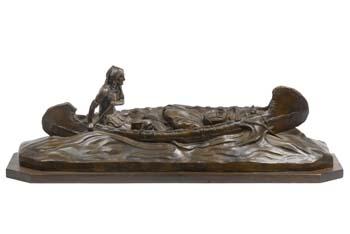 Robert Farrington Elwell. “Indian in a Canoe.” Bronze, 1900. John Hession Photo. Courtesy of Michael Mooney and Robert Cram.