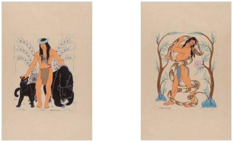 Original Mowglis themed artwork by former staff member and celebrated Native American artist, Richard West (Cheyenne name Wah-pah-nah-yah). Courtesy of Camp Mowglis.