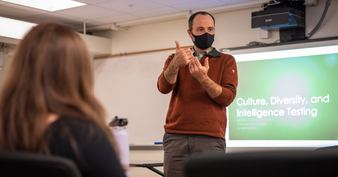 Teacher with students