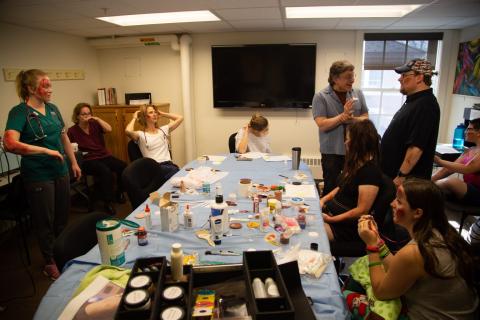 nursing students participating in a disaster simulation