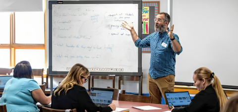 Joey Rino with Franklin Middle School math teachers