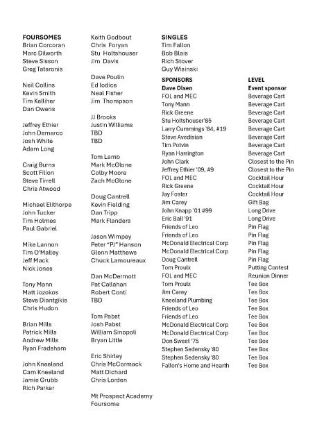 Foursomes and sponsors