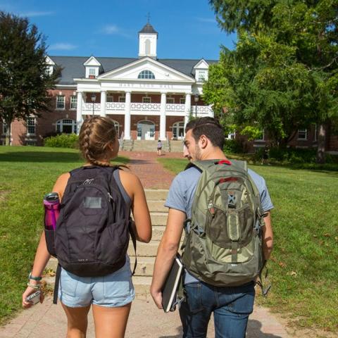 students walking outside